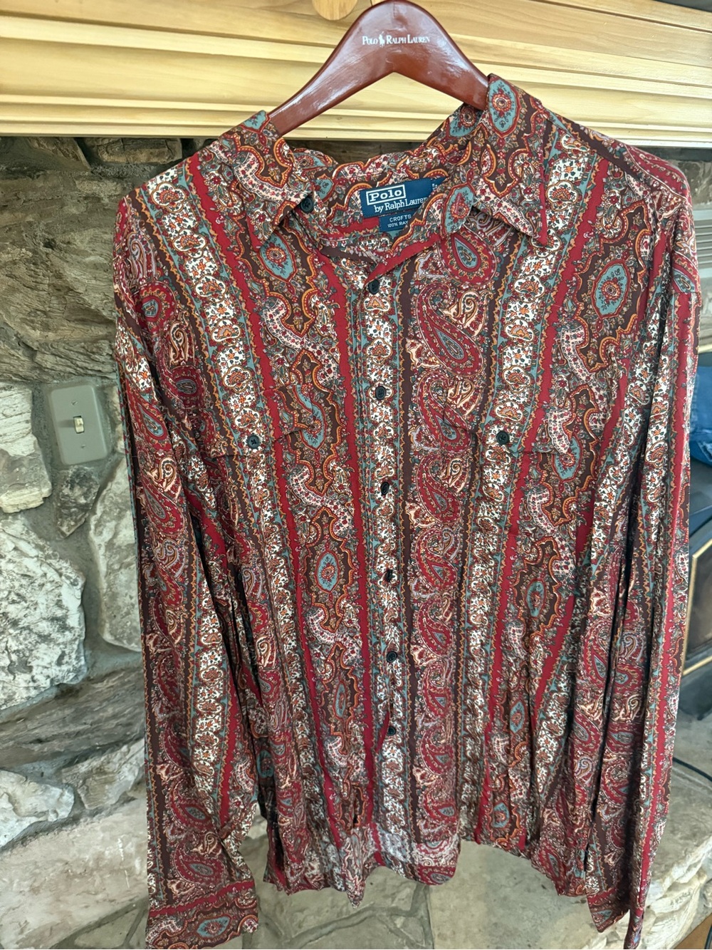 Polo by Ralph Lauren Crofts Men’s Red Paisley Button-Down Shirt Rare VTG